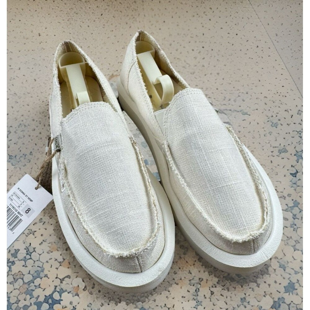 Sanuk Donna St Hemp Slip-On Soft Top Shoes Women’s 8 White 1119310 NEW